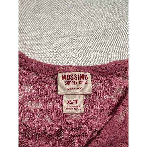 Mossimo Supply Co. Feminine Floral Lace Cropped Top Pink Long Sleeve XS NWT - Picture 5 of 9